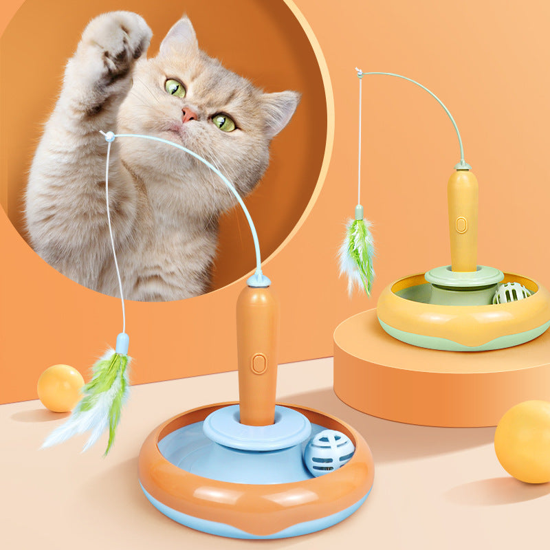Interactive Automatic Cat Toy Turntable – Electronic Spinning Track with Safe Design for Cats' Entertainment