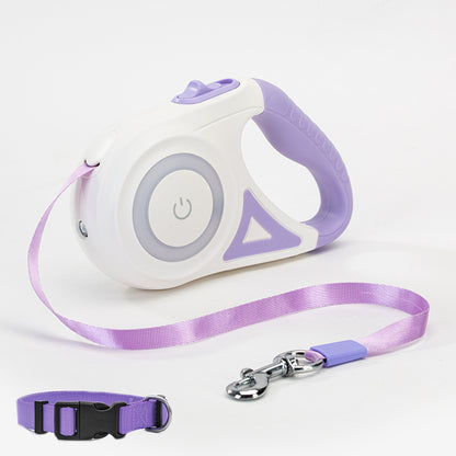 Telescopic Retractable Dog Leash with One-Handed Brake and Lock - Adjustable Length & Comfortable Grip