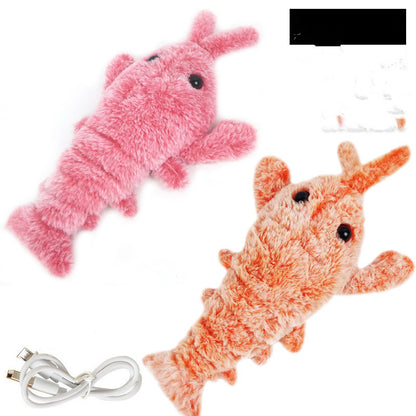 Interactive USB Rechargeable Jumping Lobster Plush Toy – Realistic Moving Cat Toy for Kids & Pets