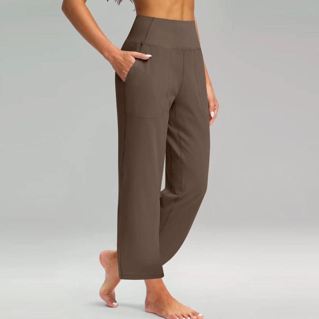High-Waist Straight-Leg Casual Trousers