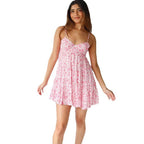 Women’s High Waist Sleeveless Pullover Dress – Pink & Dark Red Summer Casual Dress