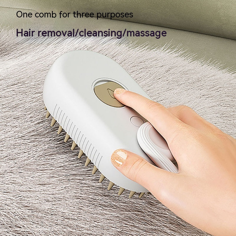 Steam Pet Grooming Brush with Spray Function – Anti-Static & Deodorizing Cat & Dog Hair Brush for Shedding, Knot Removal, and Massage – USB Rechargeable & 360° Rotating Handle