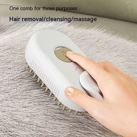 Steam Pet Grooming Brush with Spray Function – Anti-Static & Deodorizing Cat & Dog Hair Brush for Shedding, Knot Removal, and Massage – USB Rechargeable & 360° Rotating Handle
