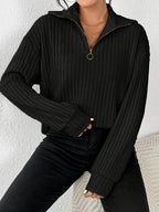 Women’s Classic Pullover Sweater – Soft Polyester Knit Top for Everyday Casual Wear