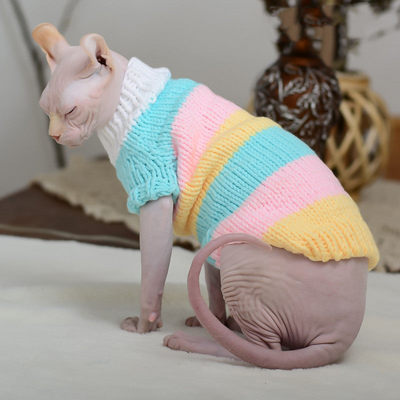 Handmade Wool Pet Sweater – Warm & Stylish Striped Dog & Cat Sweater for Winter