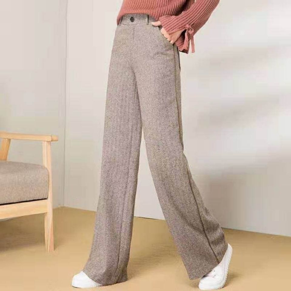 Distressed Wide-Leg High-Waist Trousers