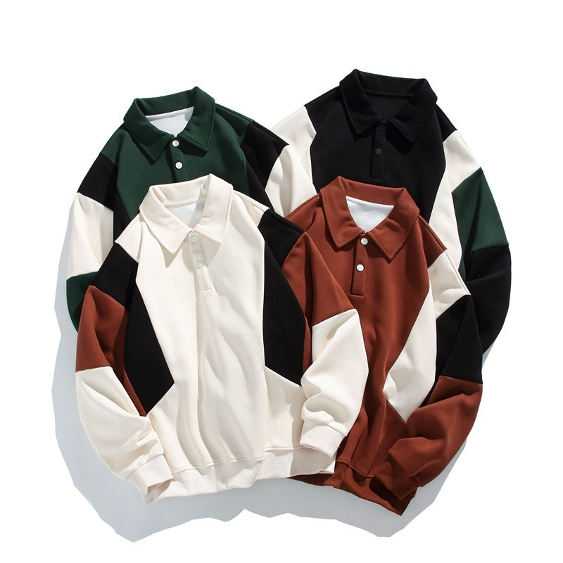 Men’s Striped Loose Fit Sweater – Casual Long Sleeve Polyester Pullover for Everyday Wear