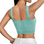 Women’s Sexy Knitted Sling Crop Top – Solid Color Ultra Short Camisole