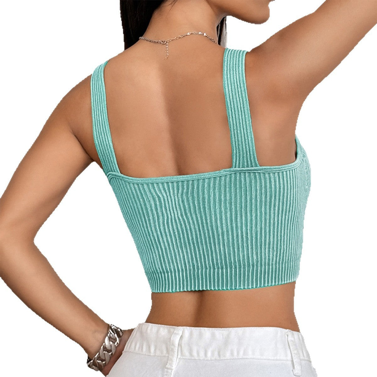 Women’s Sexy Knitted Sling Crop Top – Solid Color Ultra Short Camisole