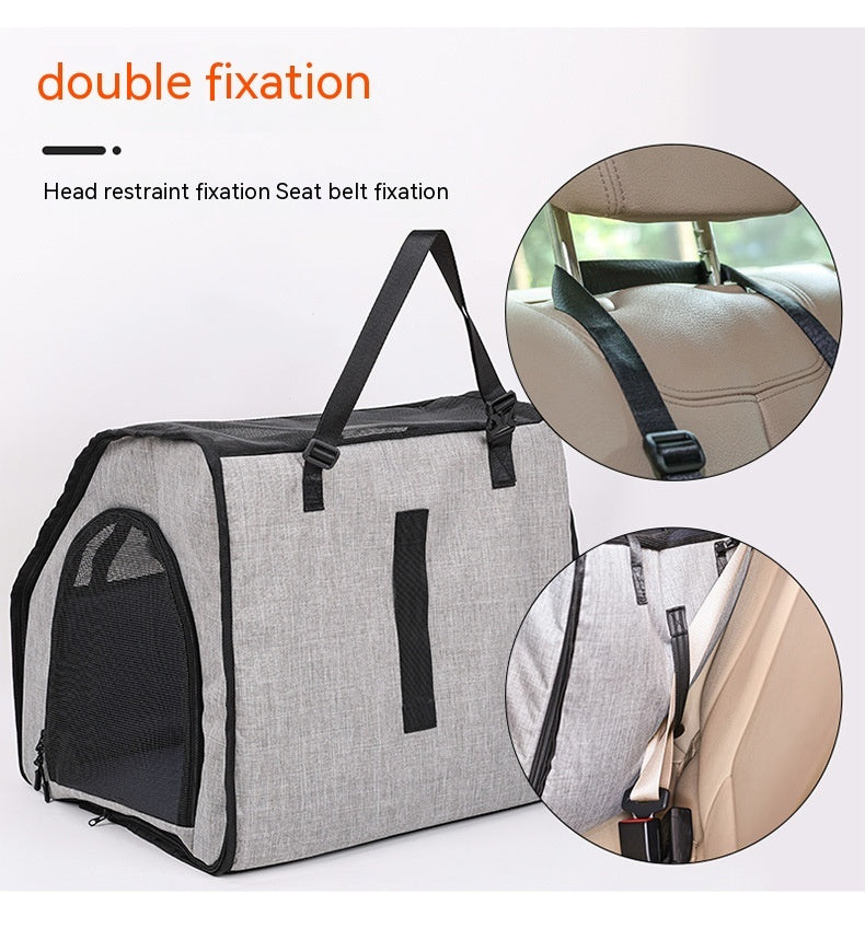 Portable Pet Travel Carrier for Dogs – Foldable Dog Car Seat & Crate