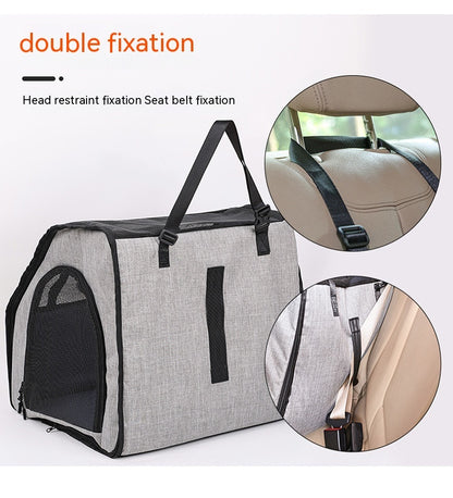 Portable Pet Travel Carrier for Dogs – Foldable Dog Car Seat & Crate