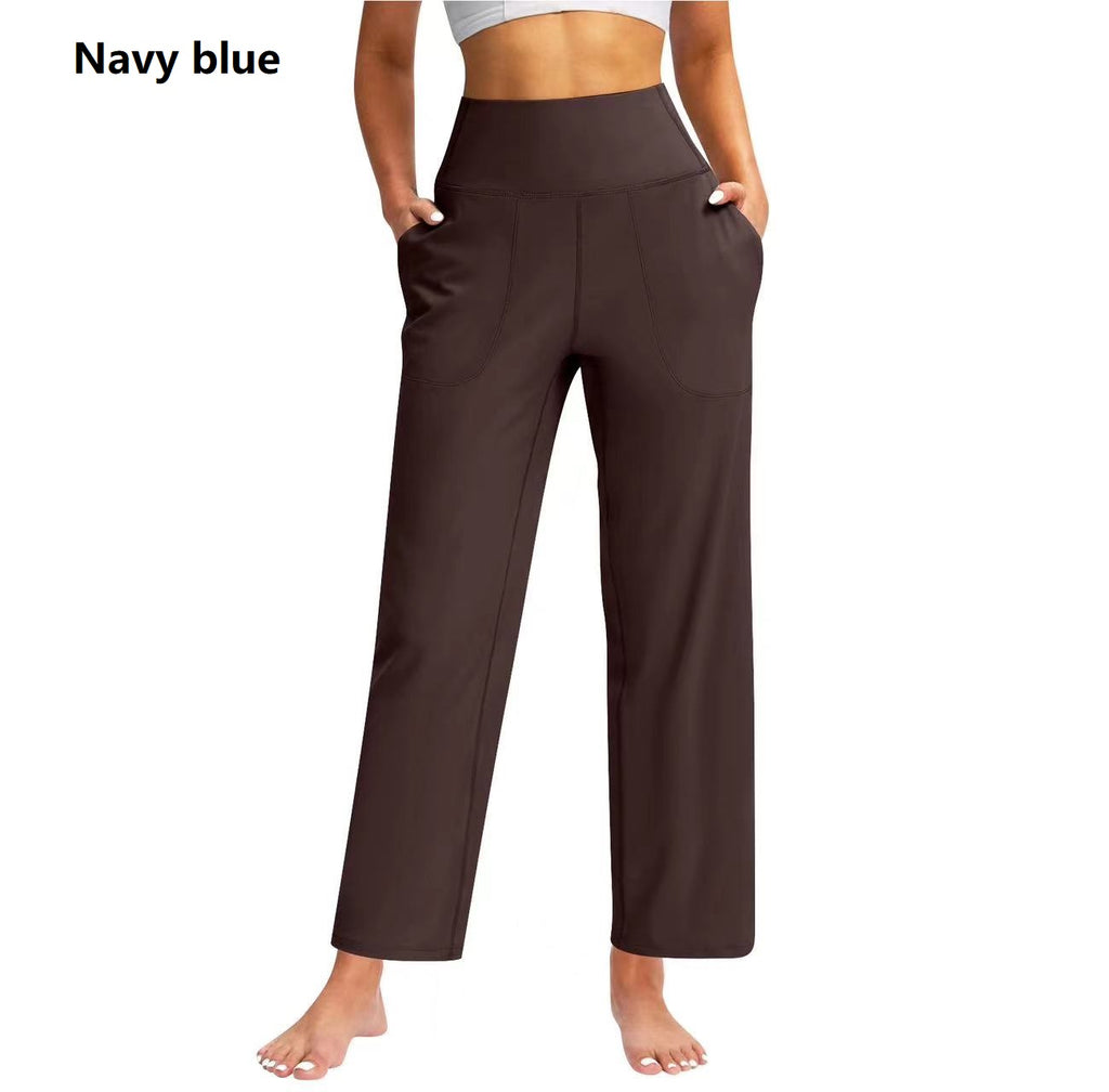 High-Waist Straight-Leg Casual Trousers