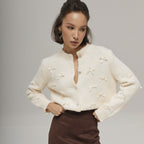 Women’s Bow Knit Cardigan – Korean Casual Loose Fit Acrylic Sweater for Everyday Wear