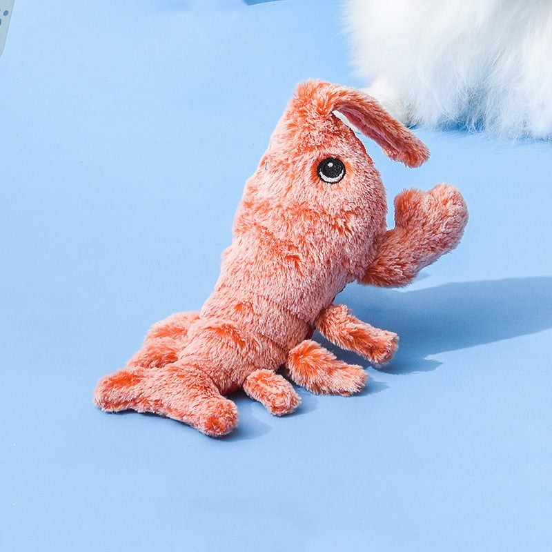 Interactive USB Rechargeable Jumping Lobster Plush Toy – Realistic Moving Cat Toy for Kids & Pets