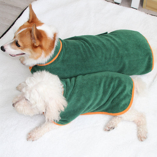 Super Absorbent Dog Bathrobe Towel – Fast Drying Microfiber Pet Drying Coat with Adjustable Neck & Chest Straps – Moisture-Wicking & Soft Dog Towel Robe