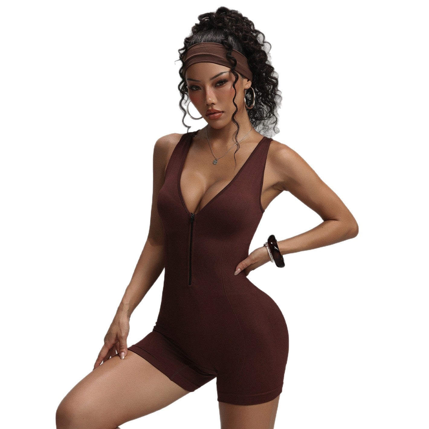 Women’s Super Stretch Nylon Spandex Shorts – Brown Slim Fit Activewear & Casual Wear