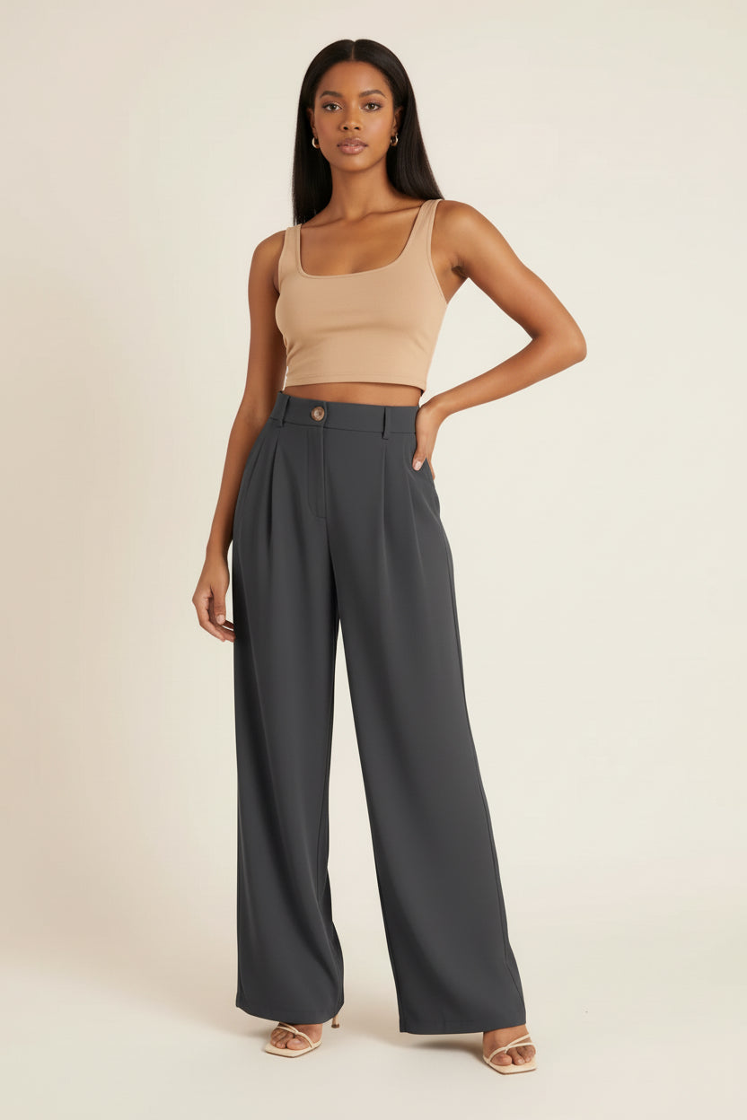 High-Waist Wide-Leg Trousers