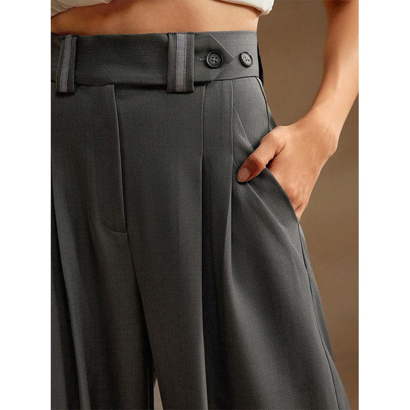 High-Waist Wide-Leg Straight Trousers