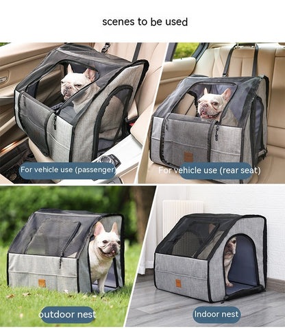 Portable Pet Travel Carrier for Dogs – Foldable Dog Car Seat & Crate