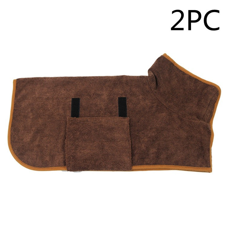 Super Absorbent Dog Bathrobe Towel – Fast Drying Microfiber Pet Drying Coat with Adjustable Neck & Chest Straps – Moisture-Wicking & Soft Dog Towel Robe