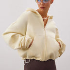 Women’s Zipper Cardigan – Loose Fit Polyester Hoodie for Autumn & Winter Casual Wear