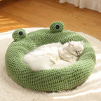 Cute Cartoon Frog Shape Pet Bed for Dogs and Cats - Soft Plush Cozy Sofa with Non-Slip Bottom