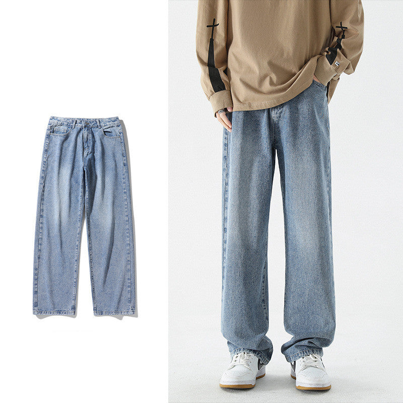 Mid-Waist Straight-Fit Cotton Jeans