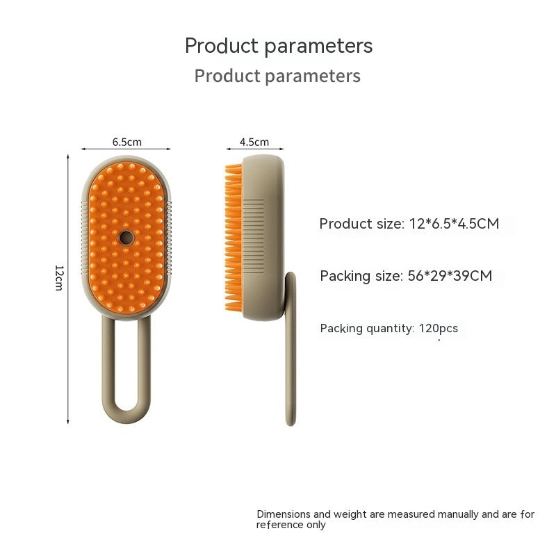 Steam Pet Grooming Brush with Spray Function – Anti-Static & Deodorizing Cat & Dog Hair Brush for Shedding, Knot Removal, and Massage – USB Rechargeable & 360° Rotating Handle