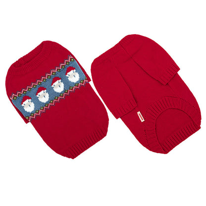 Stylish Red Jacquard Sweater for Cat - Soft Acrylic Knit, Comfortable & Trendy