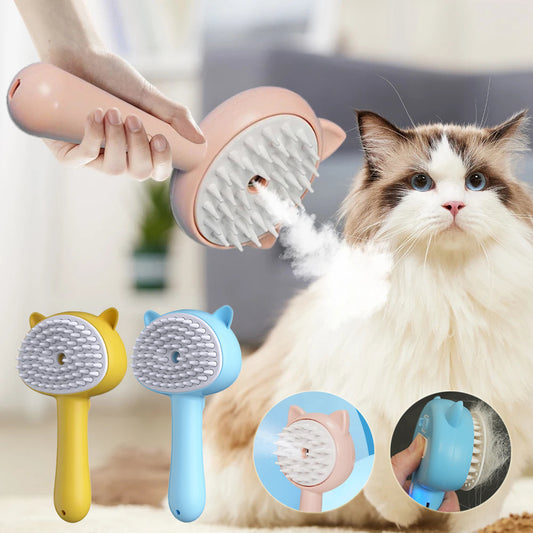 Pet Grooming Steam Brush – Electric Hair Remover & Massage Comb for Cats & Dogs | Rechargeable Fur Cleaner