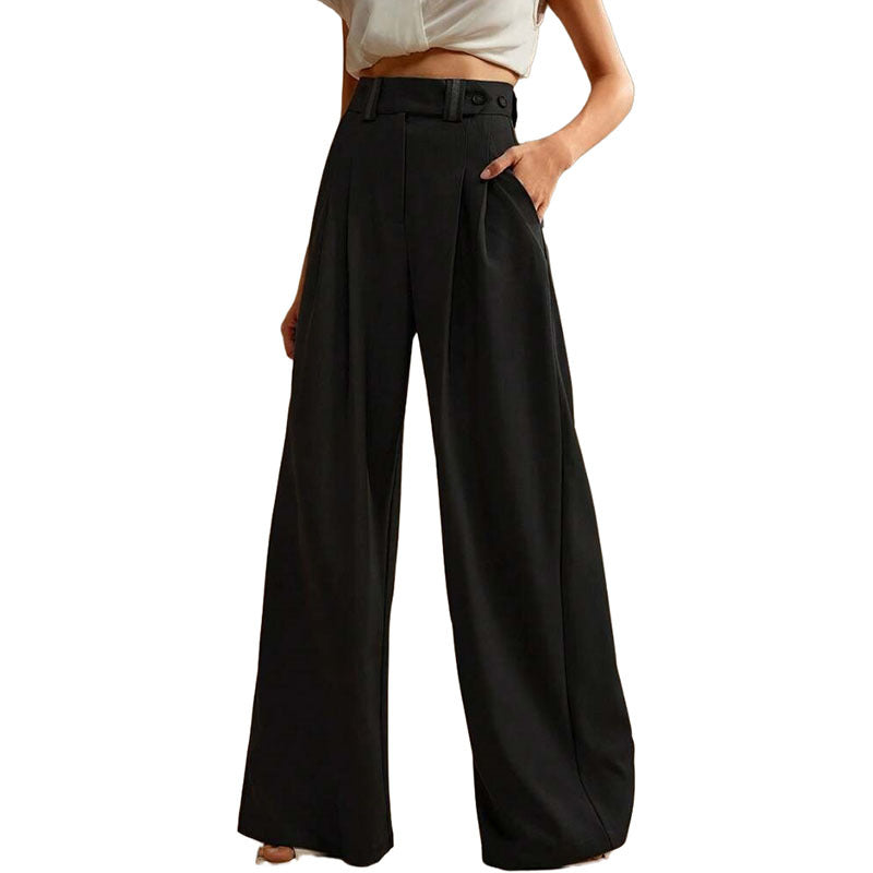 High-Waist Wide-Leg Straight Trousers