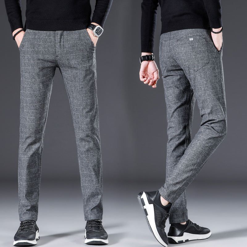 Plaid Straight-Fit Korean Trousers