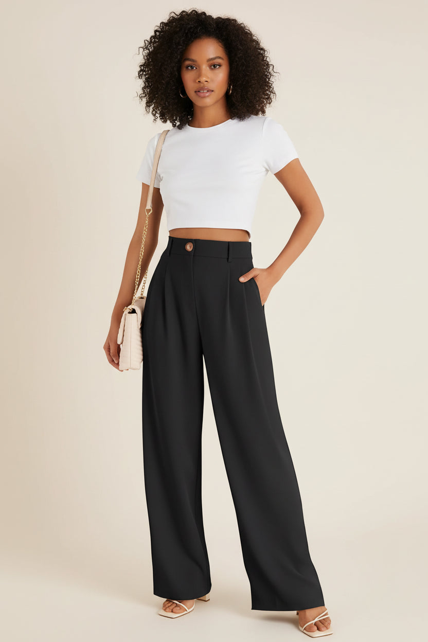 High-Waist Wide-Leg Trousers