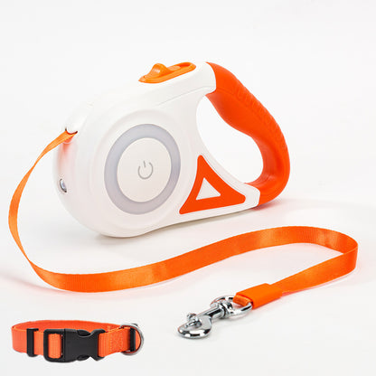 Telescopic Retractable Dog Leash with One-Handed Brake and Lock - Adjustable Length & Comfortable Grip