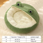 Cute Cartoon Frog Shape Pet Bed for Dogs and Cats - Soft Plush Cozy Sofa with Non-Slip Bottom