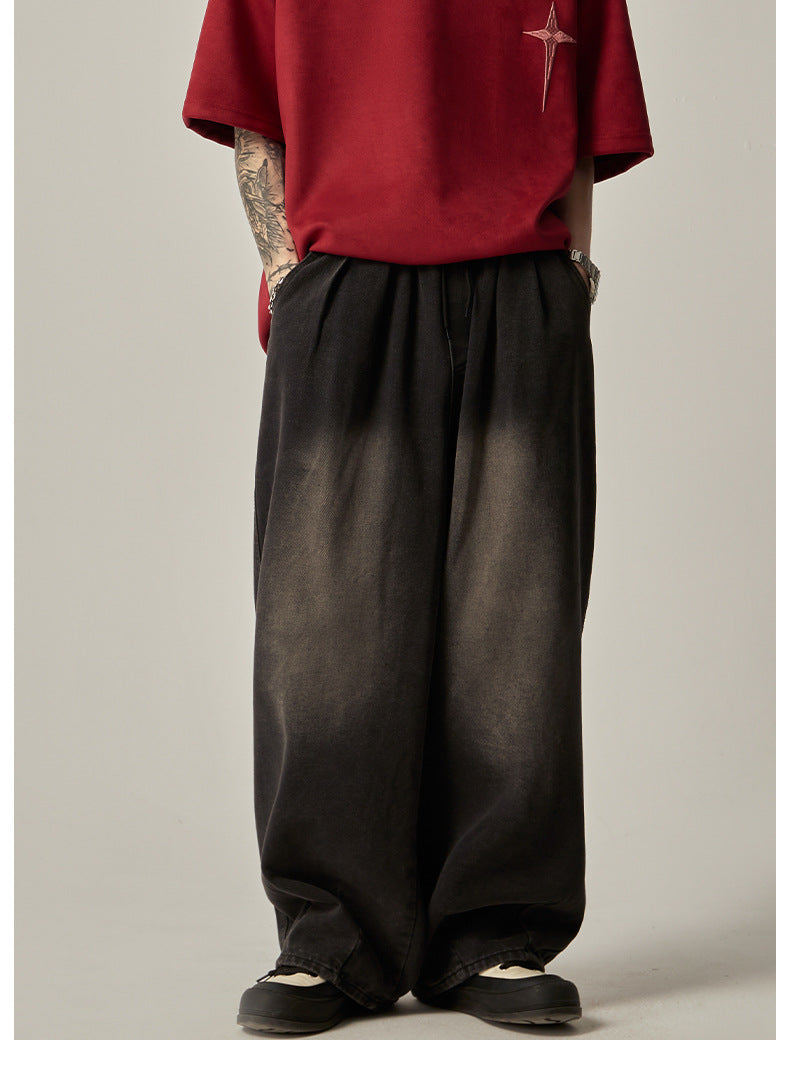 Mid-Waist Loose Straight Street Jeans